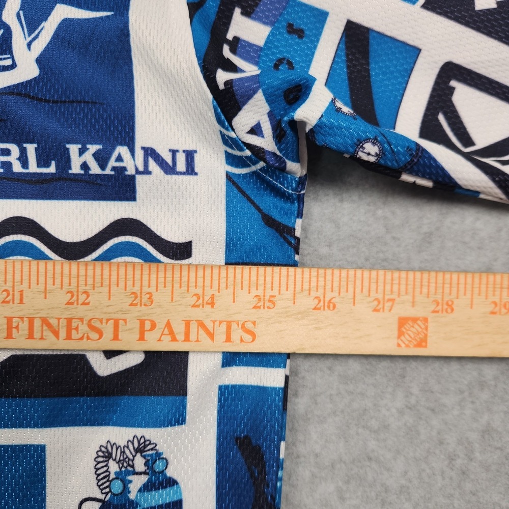 Vintage Karl Kani‎ Shirt XL Blue Aquatics Endurance Button Diving Print Y2K 90s - Picture 10 of 12